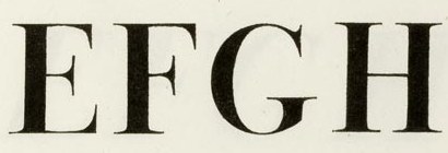 Hairline: EFGH from Bodoni's Manuale tipografico, the serifs and the thin strokes drawn as hairlines against heavy stems.