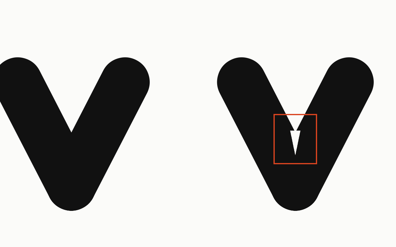 Ink trap: a letter in the house face with the ink trap marked in vermilion.